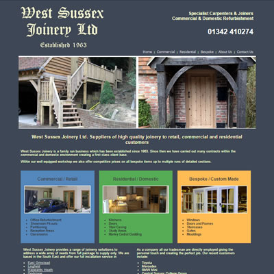 Screenshot of West Sussex Joinery website.