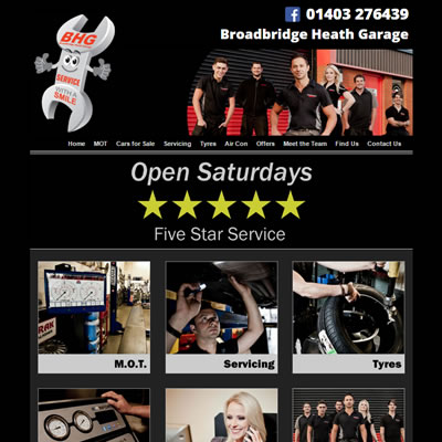 Screenshot of Broadbridge Heath Garage website.