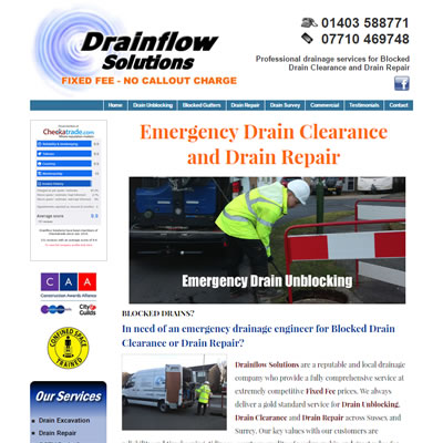 Screenshot of Drainflow Solutions website.
