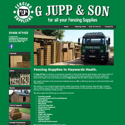 Screenshot of G Jupp and Son website.