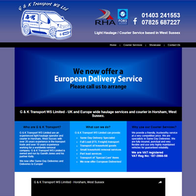 Screenshot of G & K Transport website.