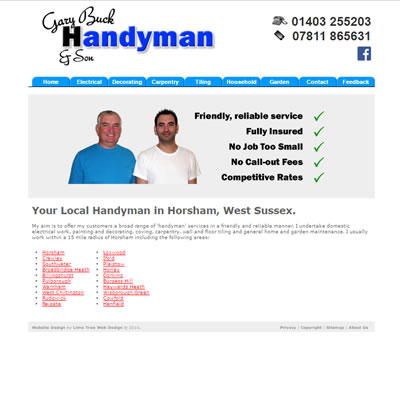 Screenshot of Gary Buck Handyman website.