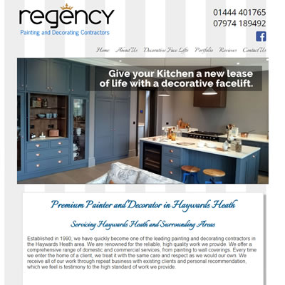 Screenshot of Regency Decorating website.